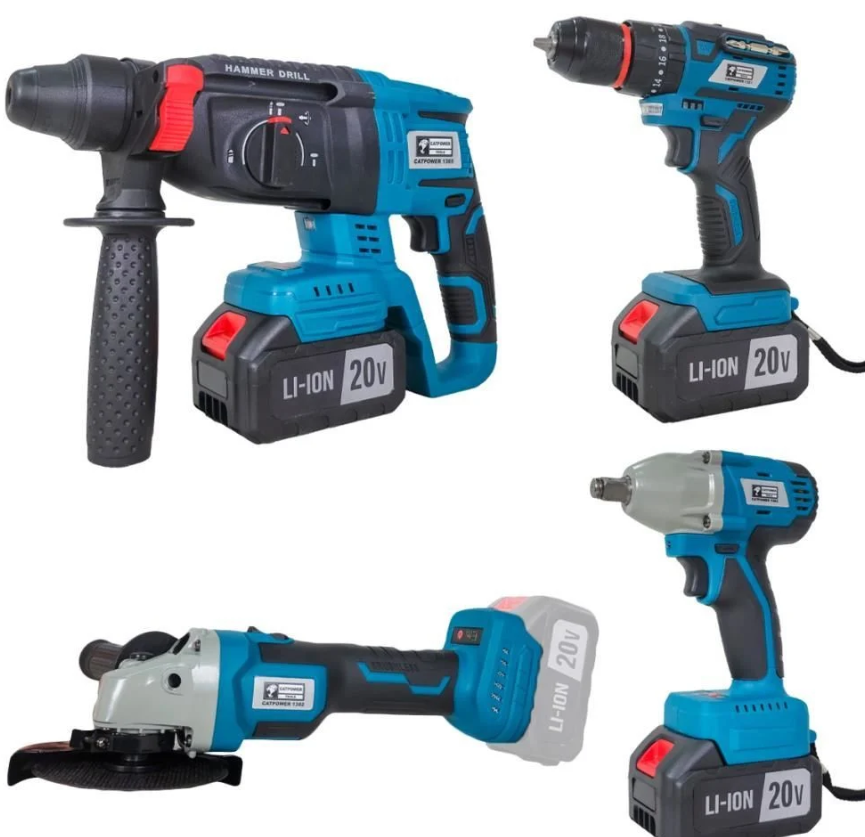 CATPOWER 1380 Akülü 4'lü Alet Seti Sökme 20V  3 x 4.0Ah Akü