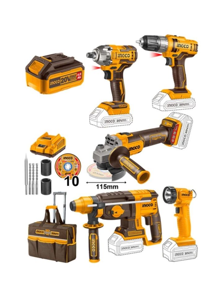 Ingco CKLI2019 Li-ion Akülü Kombo Set 5'li