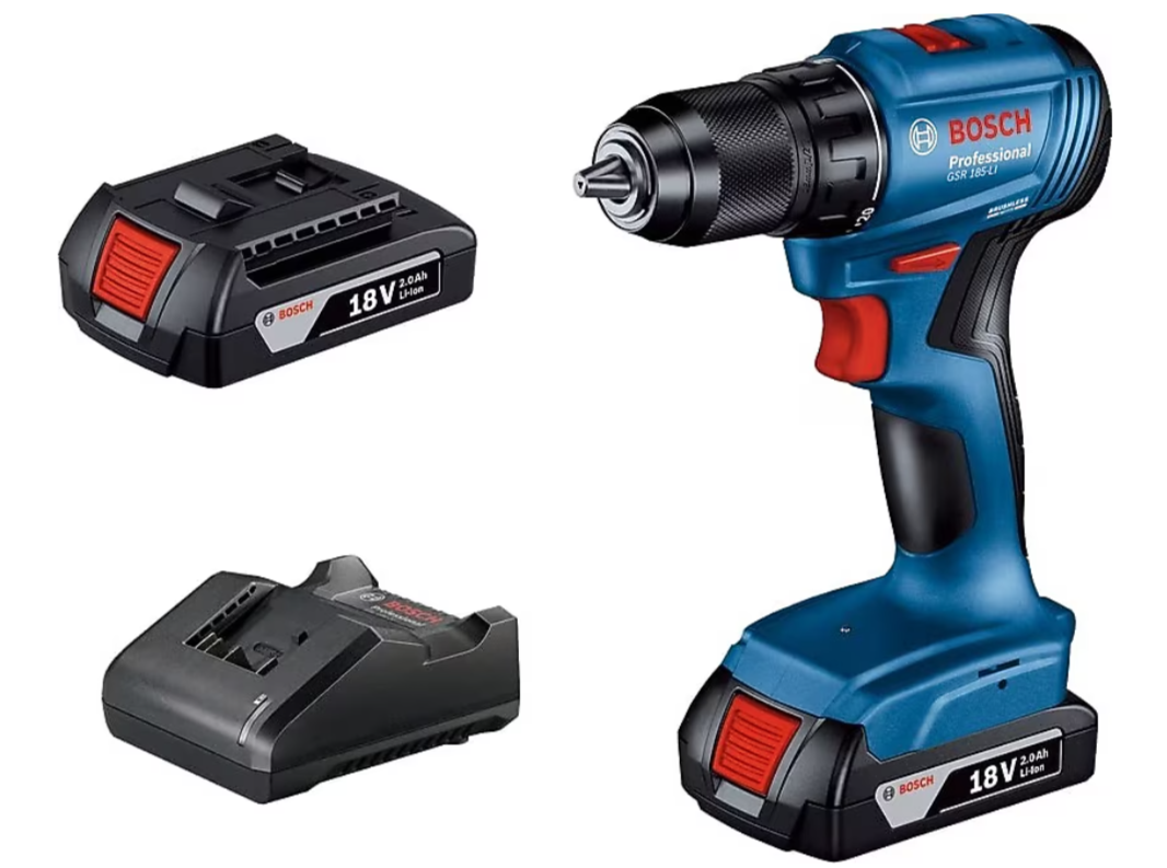Bosch Professional GSR 185 LI Akülü Delme Vidalama Mak. 2 x 2.0 Ah 06019K3000