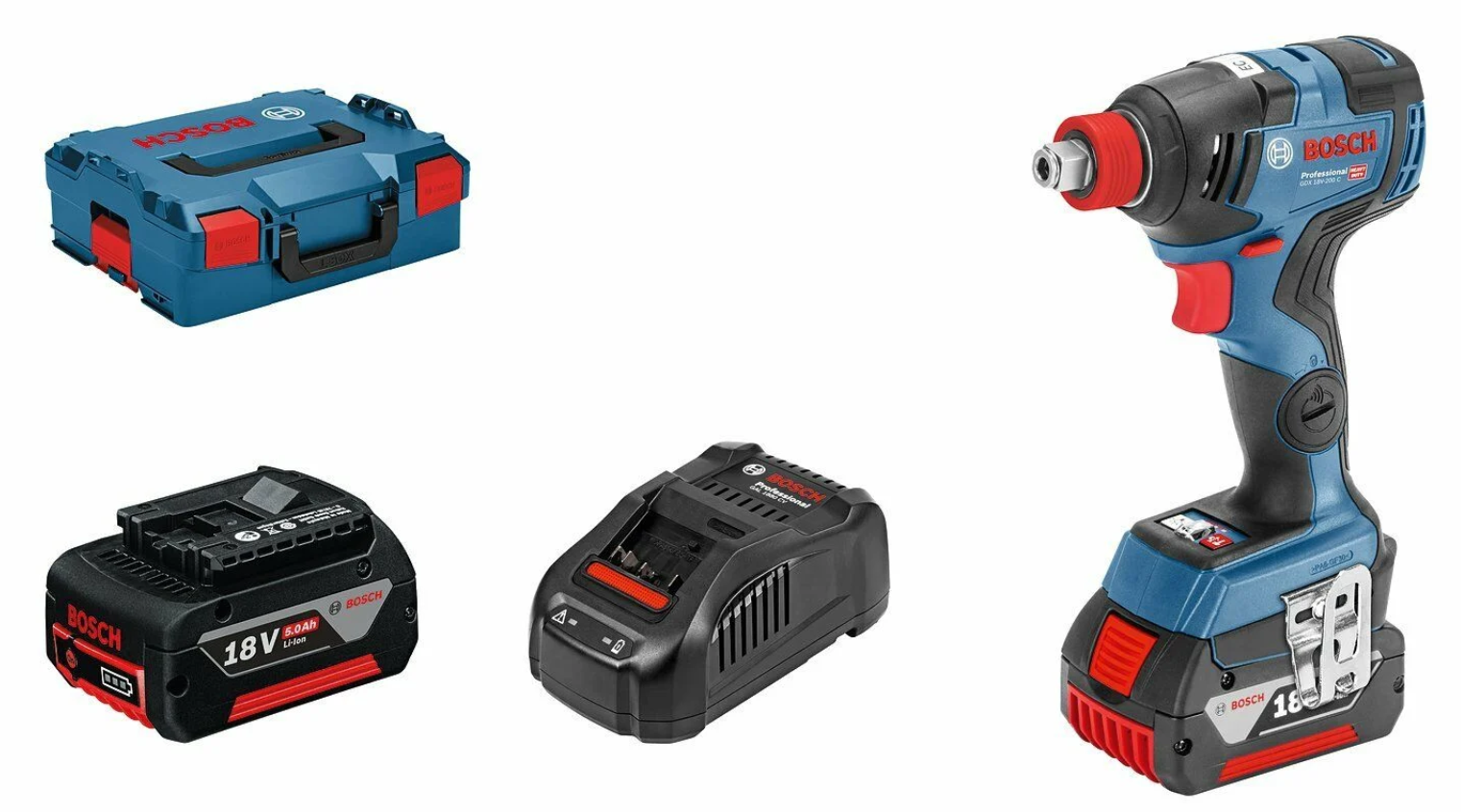 Bosch Professional GDX 18V-200 C 5,0 Ah Çift Akülü Darbeli Somun Sıkma - Kömürsüz Motor 06019G4201