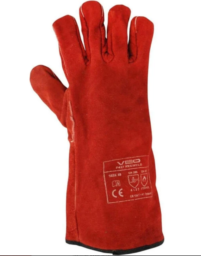 Veo F437 Kırmızı Deri Kaynakçı Eldiveni