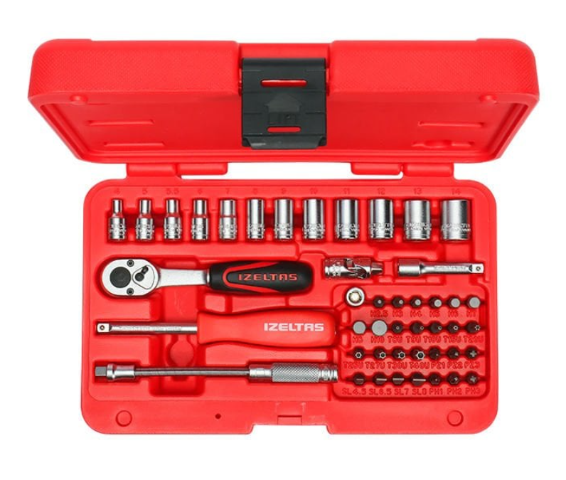 İzeltaş 14000 00 5133 1/4'' Altı Köşe Lokma Anahtar ve Bits Set 45 Parça