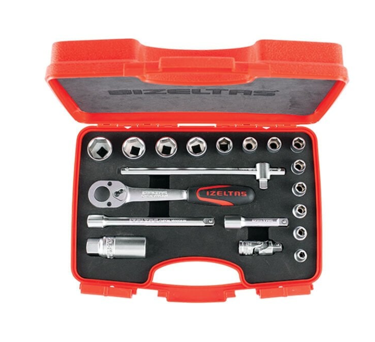 İzeltaş 1110 00 6019 Altı Köşe Lokma Takımı 3/8'' 19 Parça