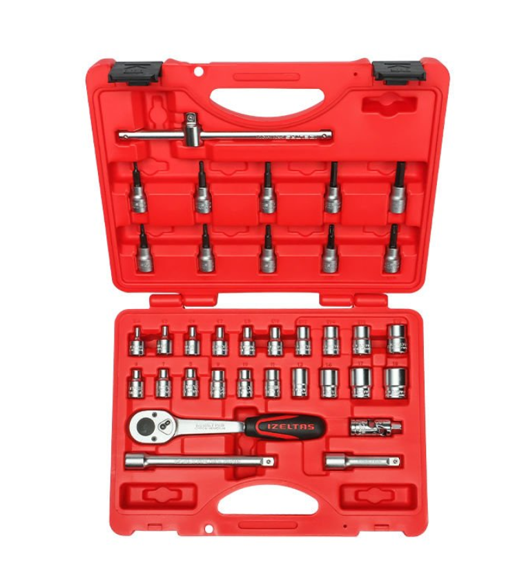 İzeltaş 14000 00 5135 Altı Köşe Lokma Anahtar & Lokma Allen Takımı 3/8” 35 Parça