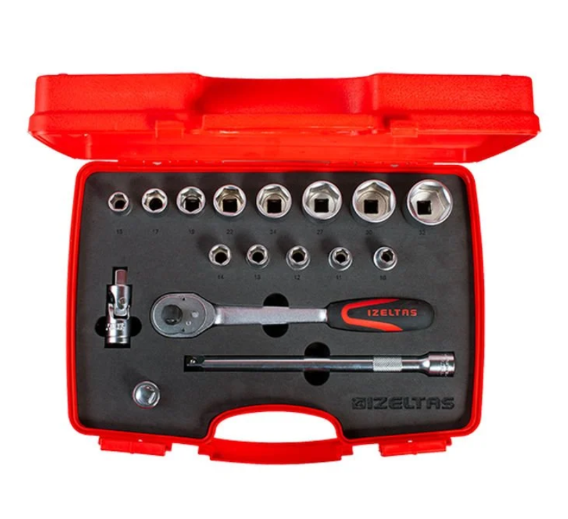 İzeltaş 1113 00 2017 Altı Köşe Lokma Anahtar Takımı 1/2'' 17 parça