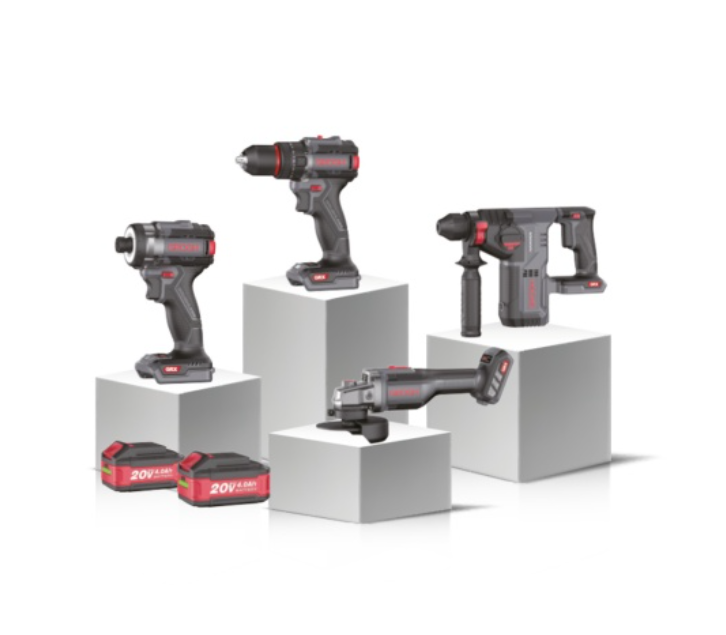 GROGH Çift Akülü 4'lü Set GRX9201S | Darbeli Matkap + Torklu Vidalama + Avuç Taşlama + Kırıcı Delici