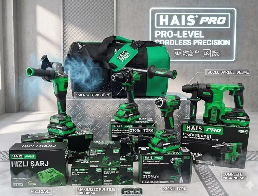 HaisPro RB-04 Akülü El Aleti Seti 4'lü 21V