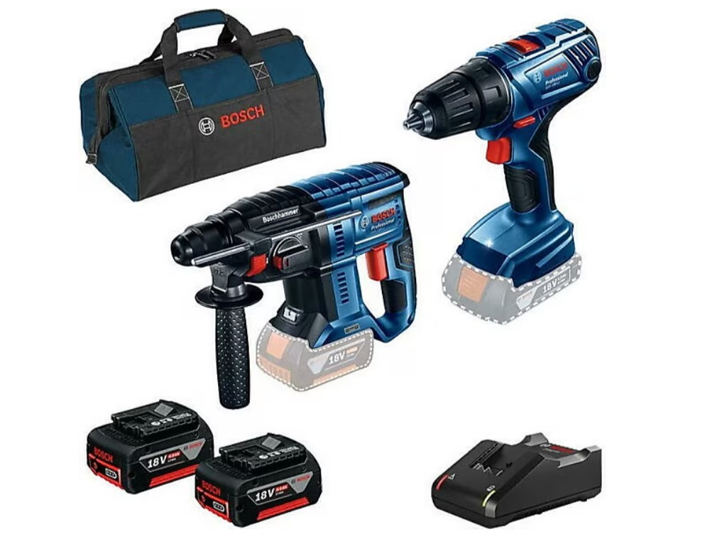 Bosch Gbh 180+GSR 180+2X18V 4.0+Gal+Bag 0615990M31